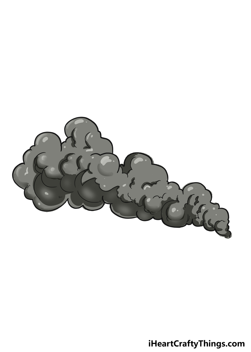 Doodle Cloud - Cartoonish white smoke cloud on black background