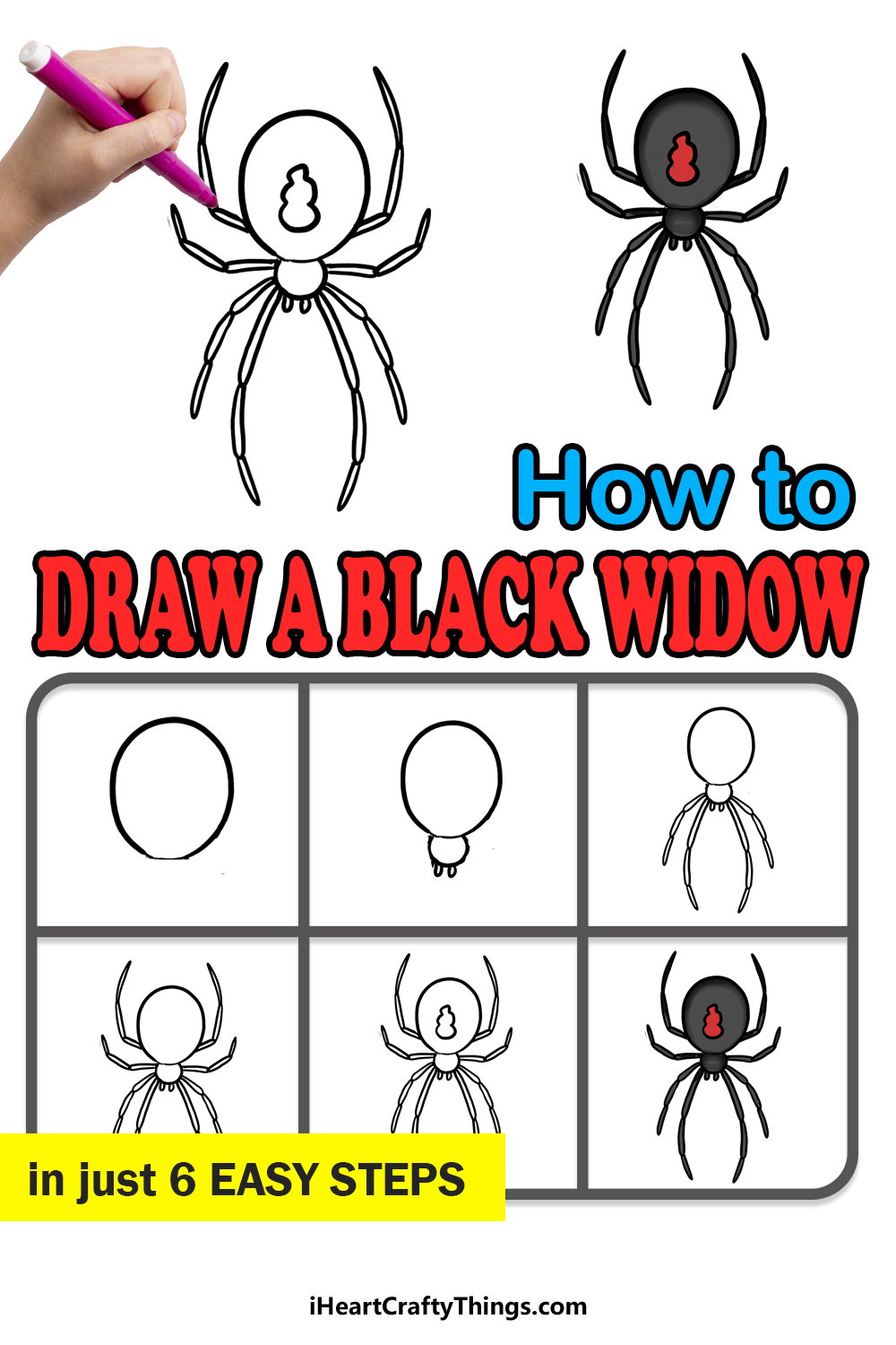 Como desenhar um guia passo a passo da Viúva Negra