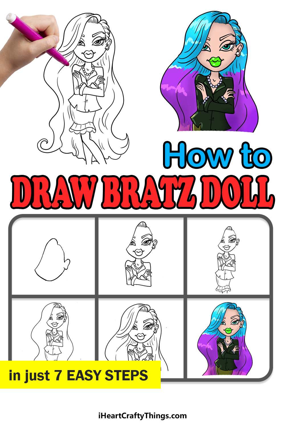 Como desenhar uma boneca Bratz guia passo a passo
