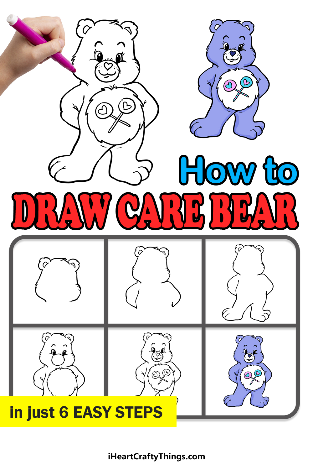 Como desenhar um guia passo a passo de um Ursinho Carinhoso