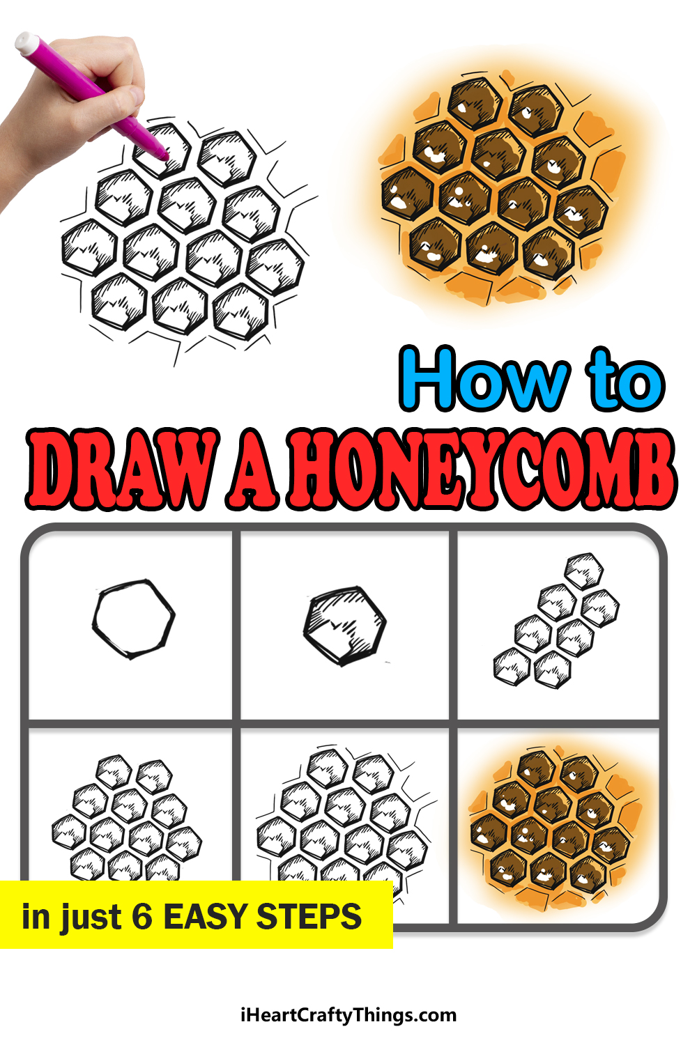 How to Draw A Honeycomb step by step guide
