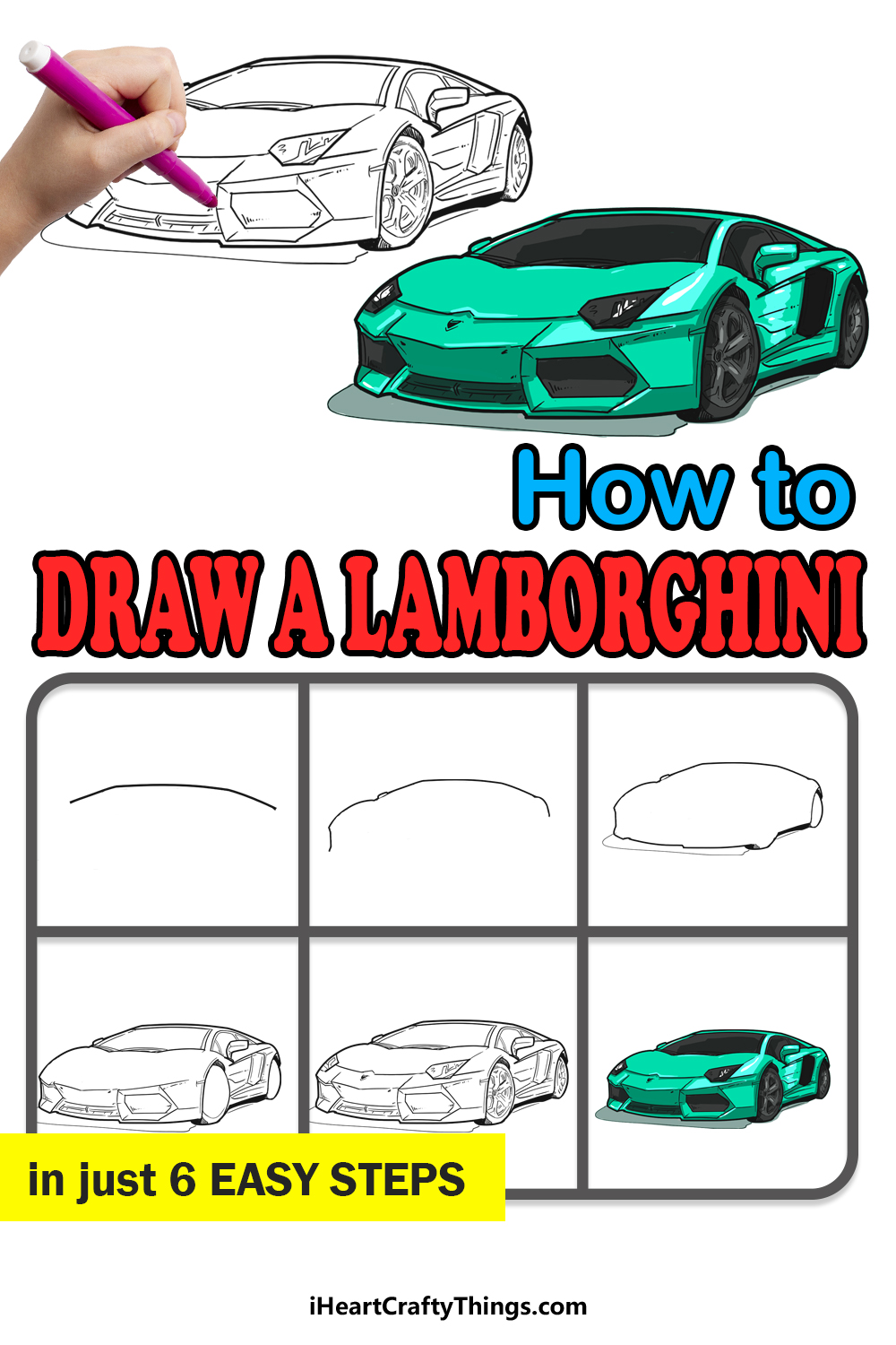 How to Draw a Lamborghini Car (Sports Cars) Step by Step |  DrawingTutorials101.com