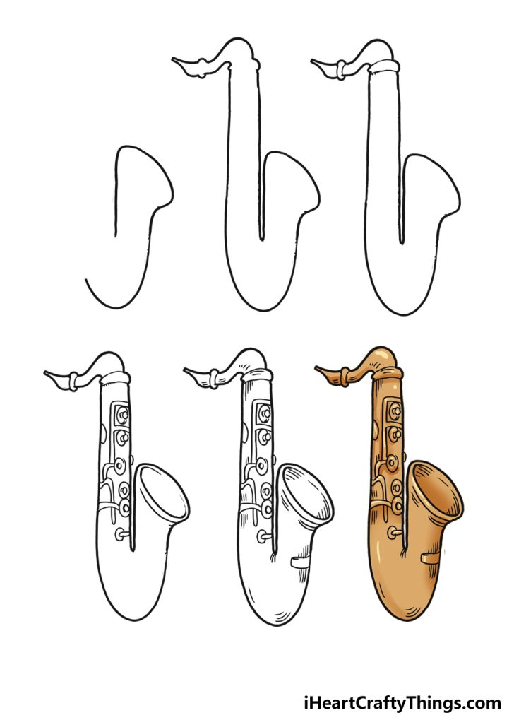 How To Draw A Saxophone Step By Step!