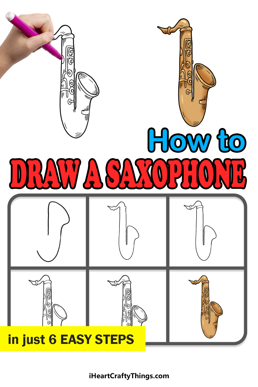 How to Draw A Saxophone step by step guide