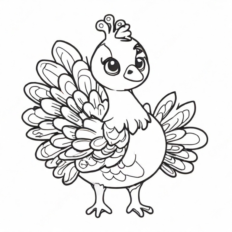 cartoon peacock drawing