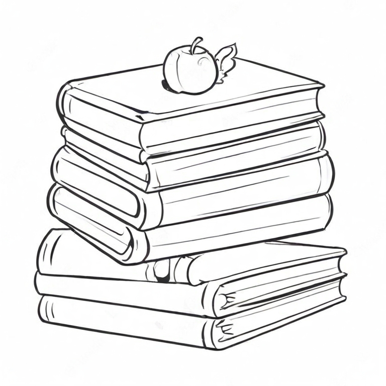 cartoon stack of books drawing
