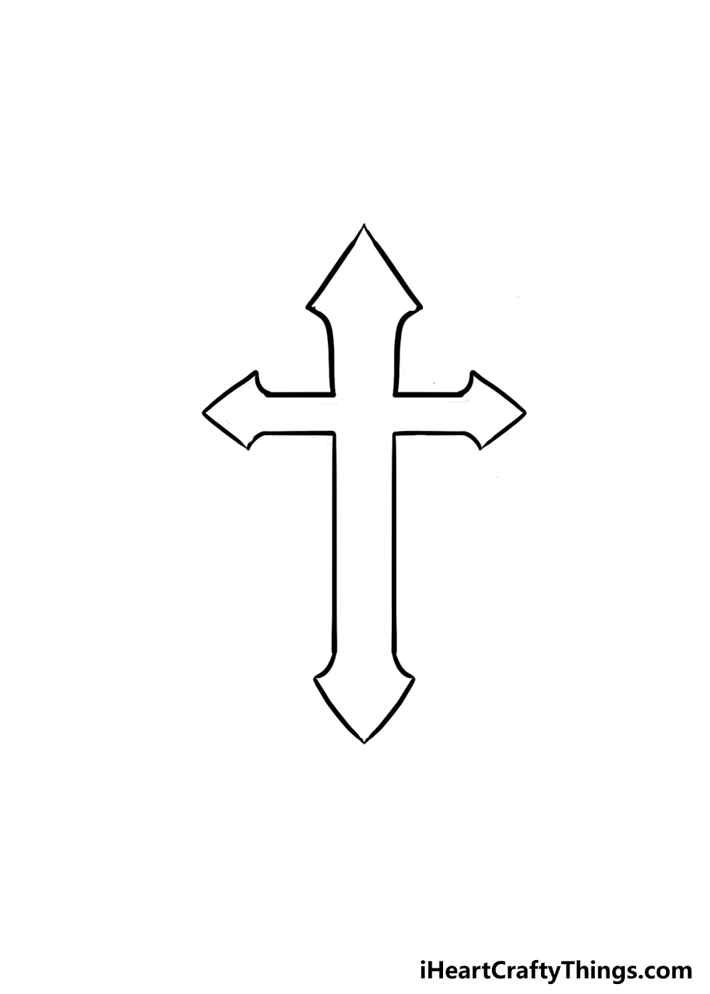 How to Draw A Cross With Wings step 2