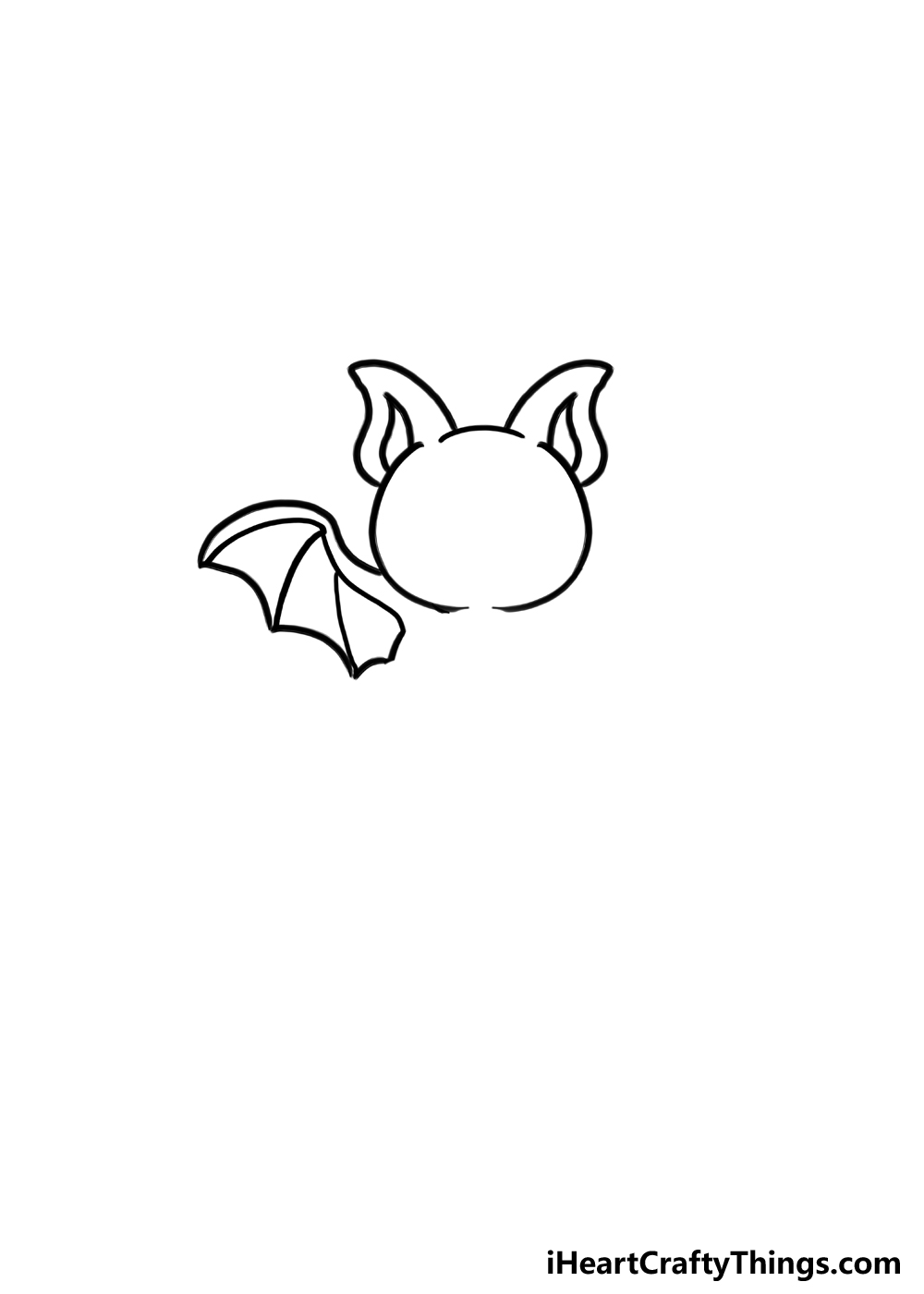 Como desenhar um morcego fofo passo 3