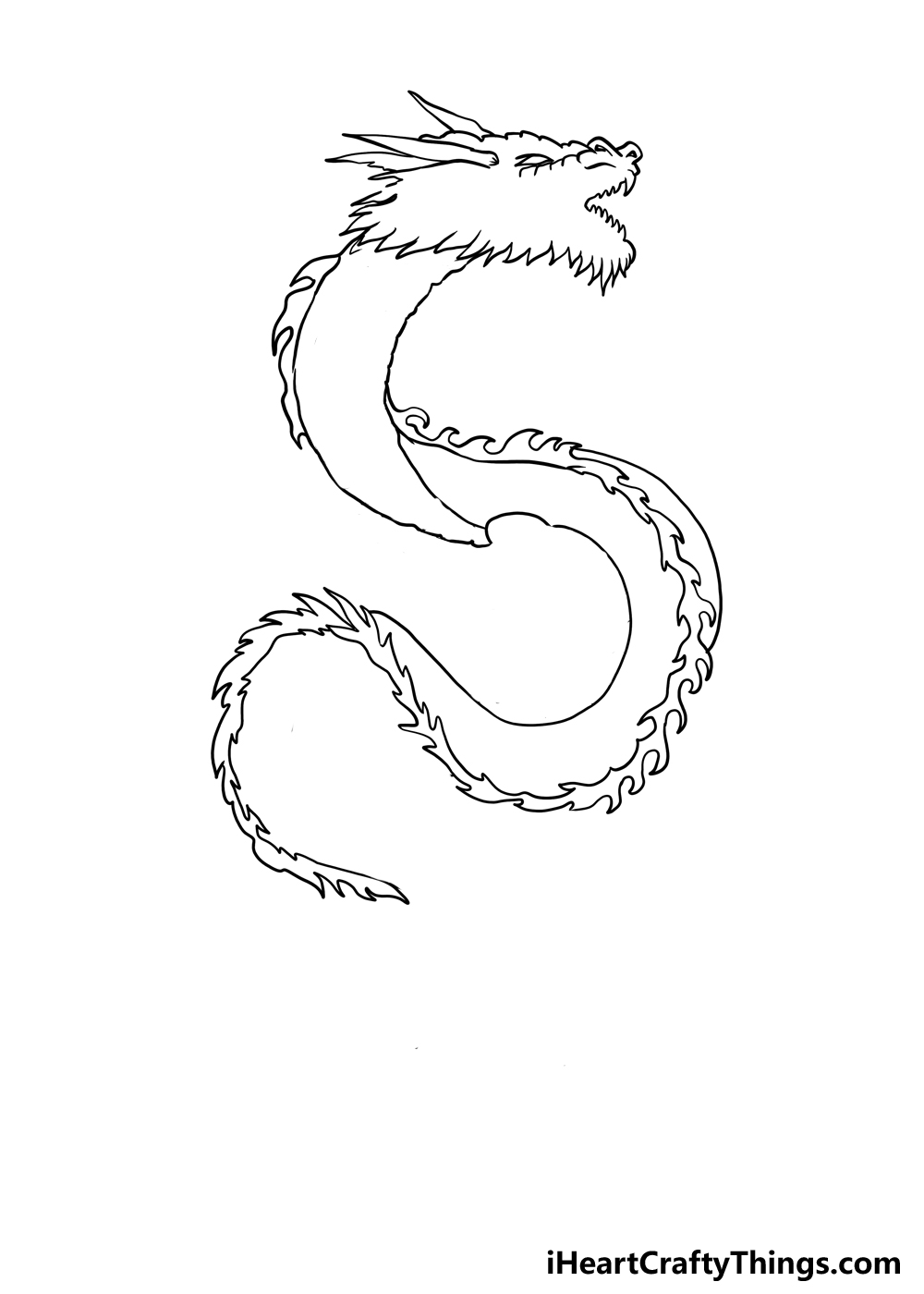 Como desenhar um dragão japonês passo 4