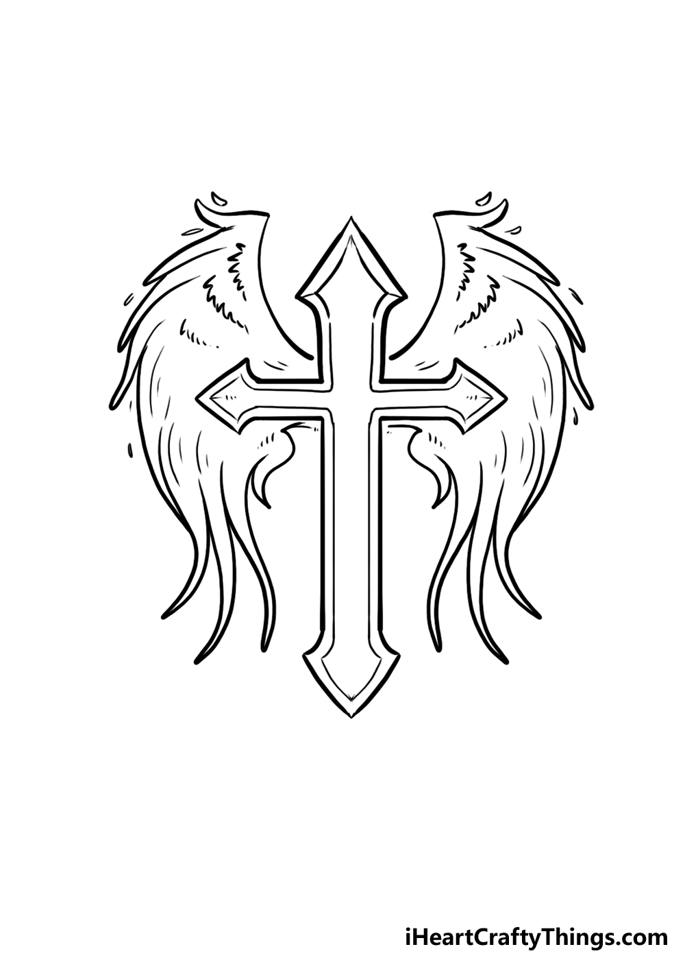 cross with wings coloring pages