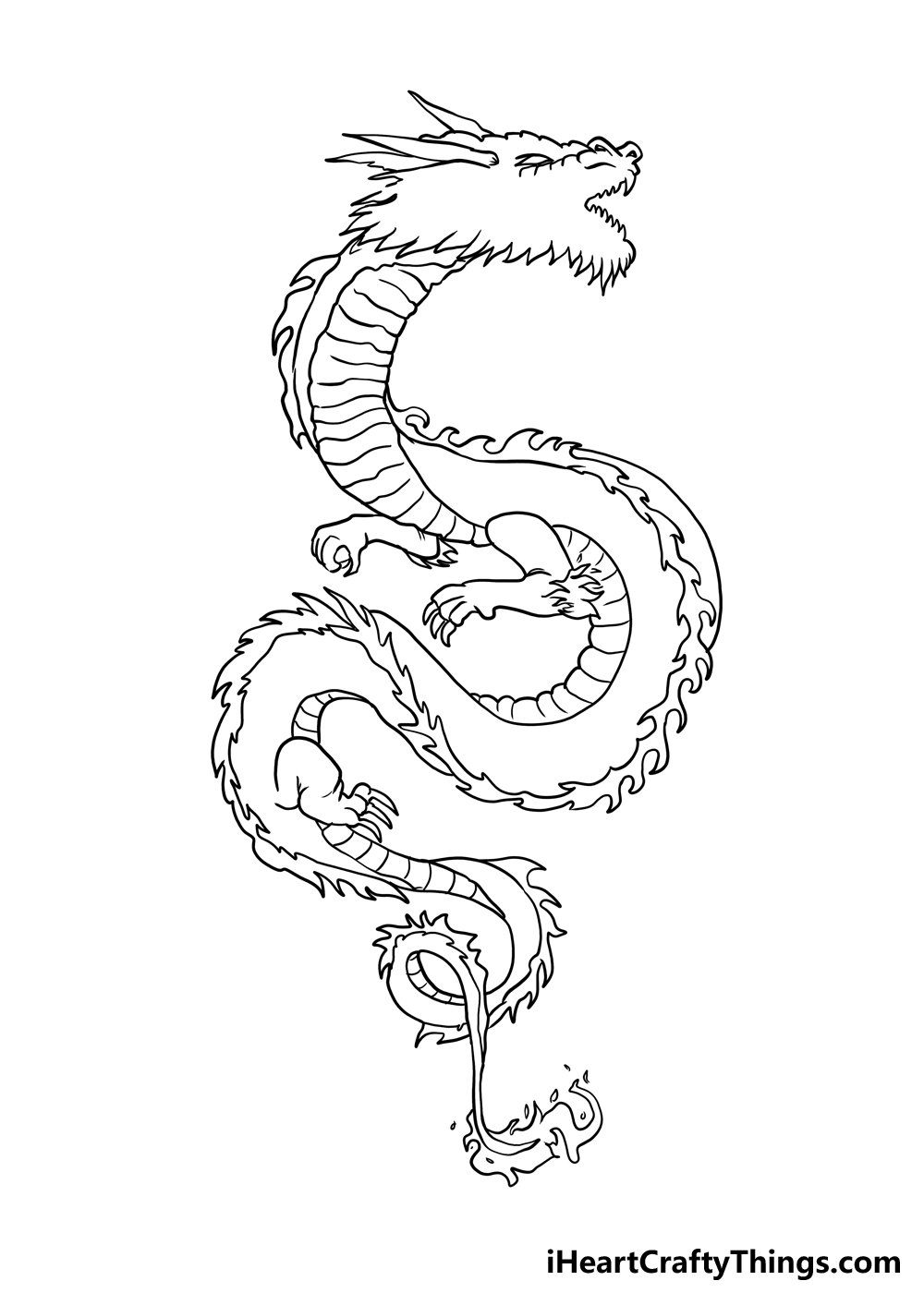 Como desenhar um dragão japonês passo 7