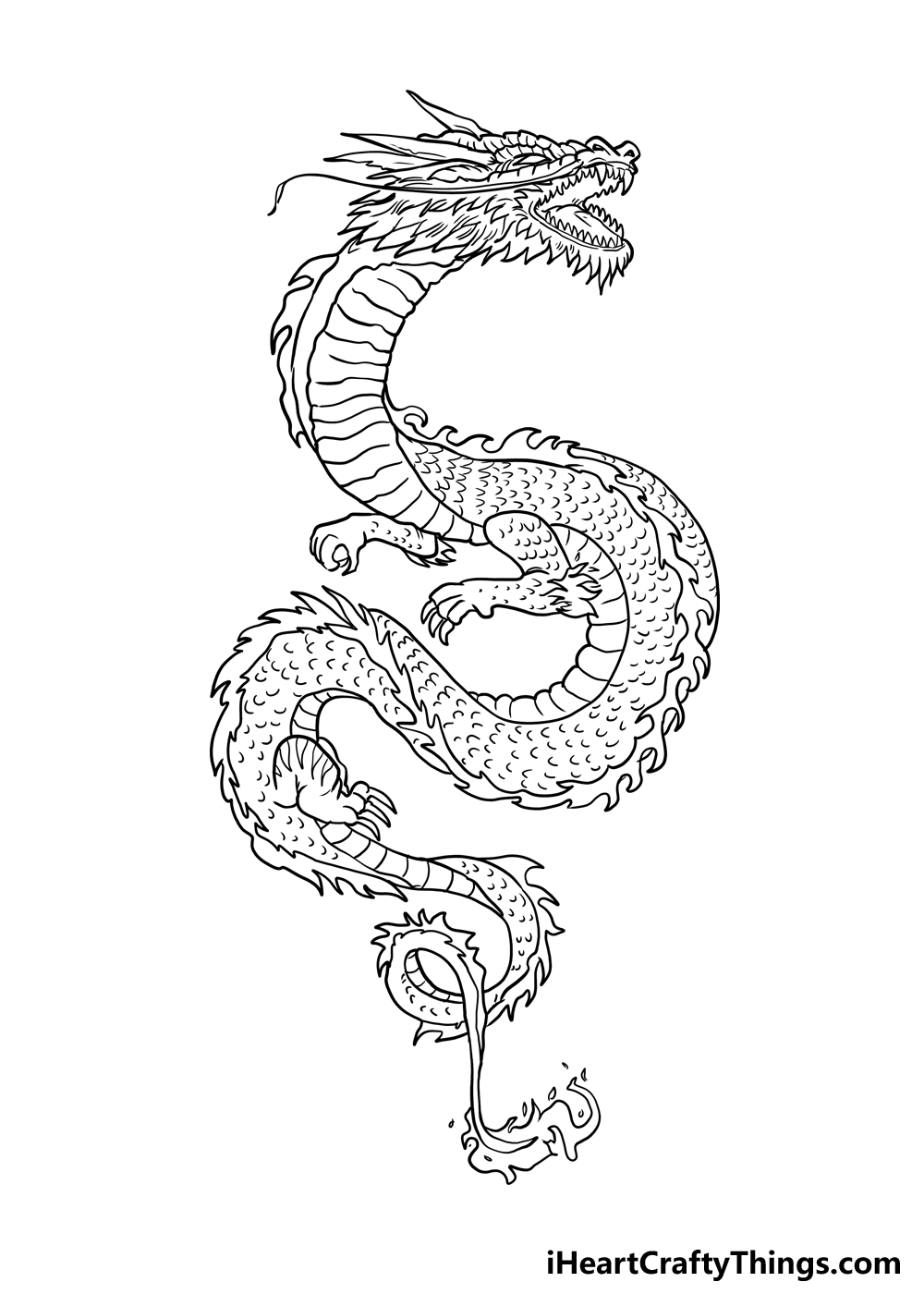 Como desenhar um dragão japonês passo 8