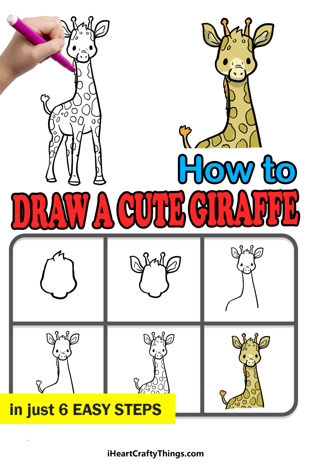 how to draw a cute giraffe step by step