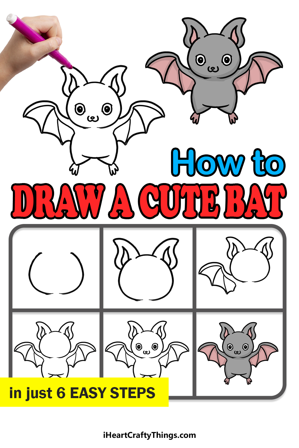 Como desenhar um guia passo a passo bonito de um morcego