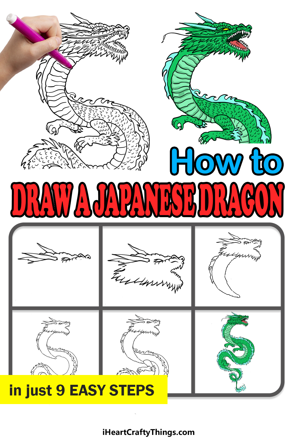 Como desenhar um guia passo a passo de um dragão japonês