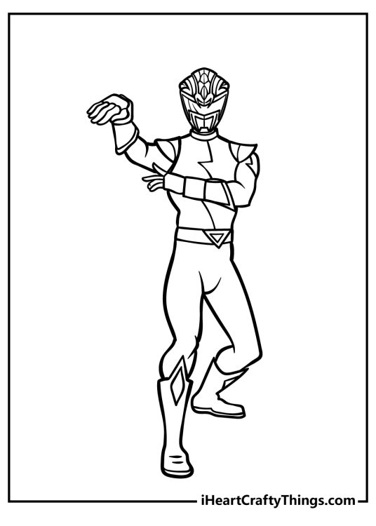 Printable pdf for children featuring one of the Power Rangers showing off a fancy move