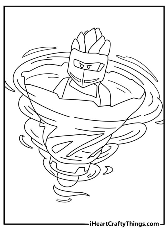 A Spinjitzu tornado surrounds Lloyd in this action coloring sheet