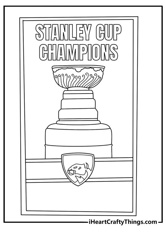 A championship banner hangs over the ice in this detailed NHL printable