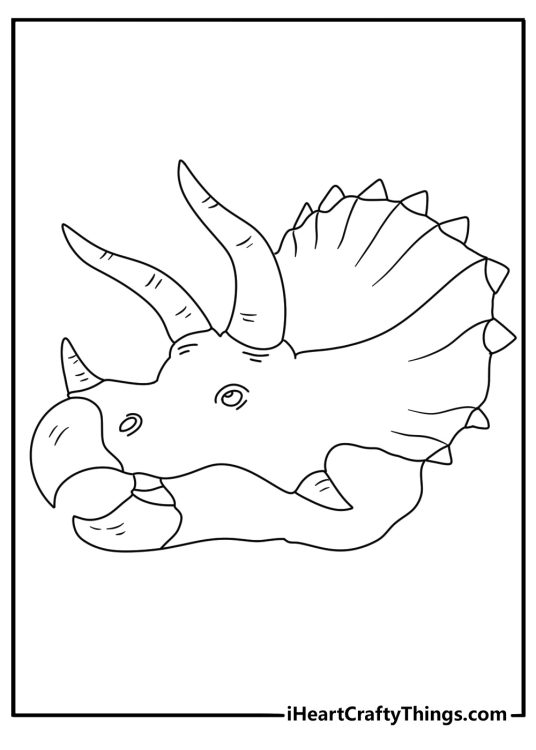 A close view of the horned face fills this simple coloring sheet