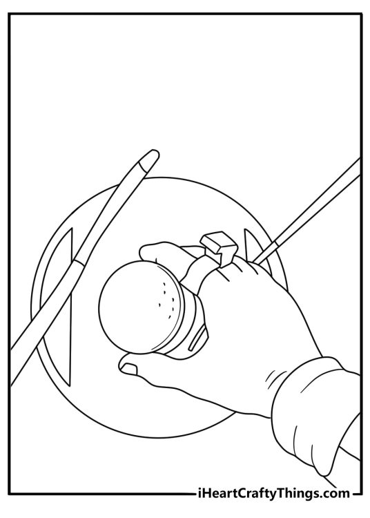 A referee drops the puck in this simple hockey coloring sheet