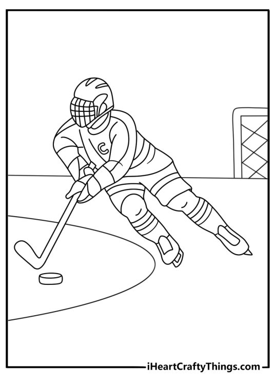 A team captain wears the letter C in this simple NHL coloring page