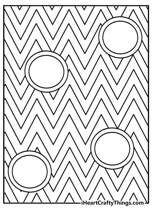 Abstract coloring page for kids with large bubbles and zigzag paths