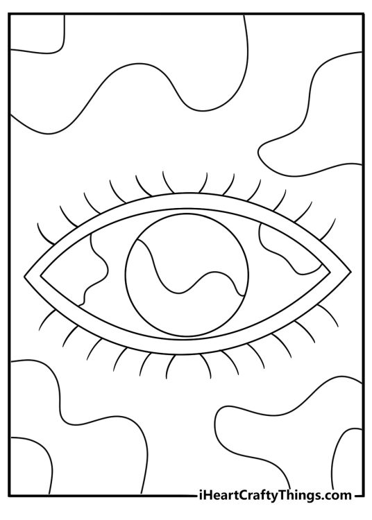 Adult coloring pages zentangle with abstract eye shapes