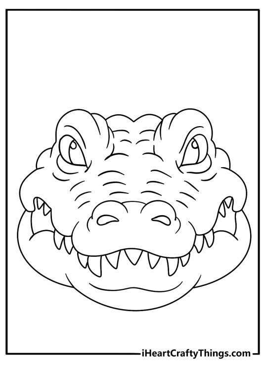 Alligator head coloring pages showing a side profile with strong jaws