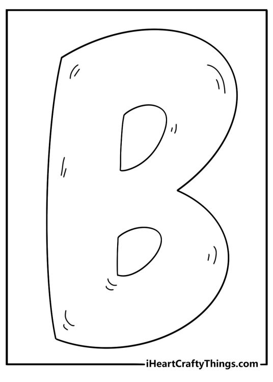 Alphabet letter B coloring page with bubble style font