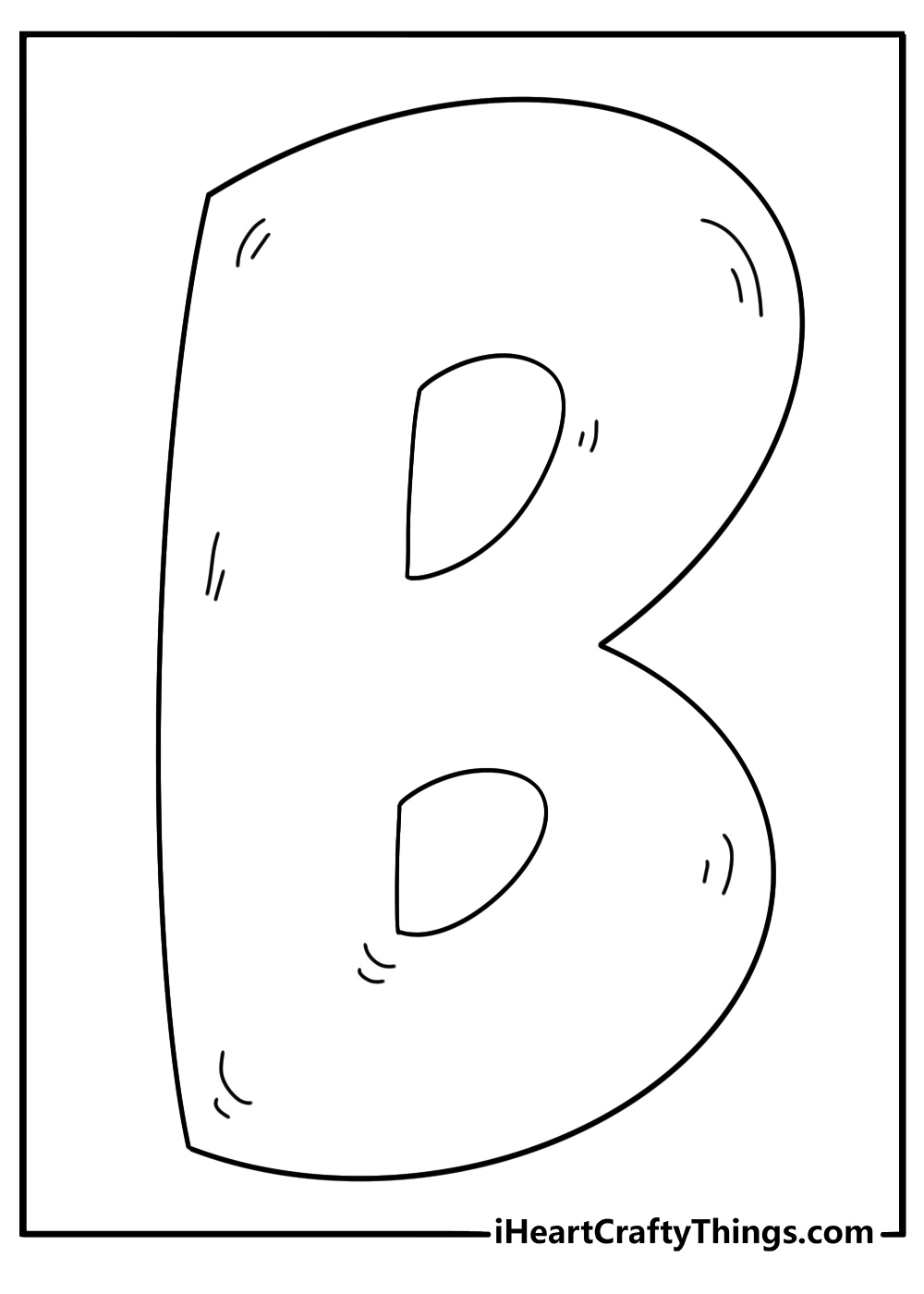 Alphabet letter B coloring page with bubble style font