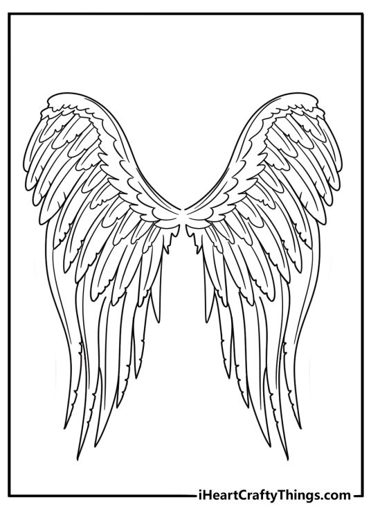 Angel wings pattern close up detailed coloring page for adults