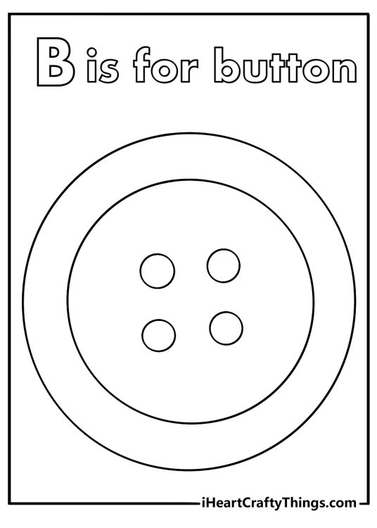 B is for button coloring sheet with large sewing buttons