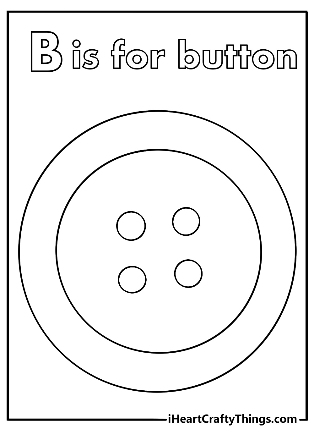 B is for button coloring sheet with large sewing buttons