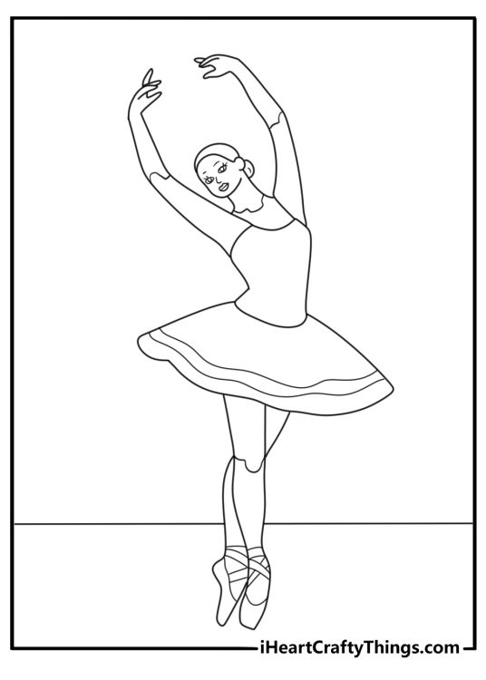 Ballet doll practicing at barre graceful coloring page