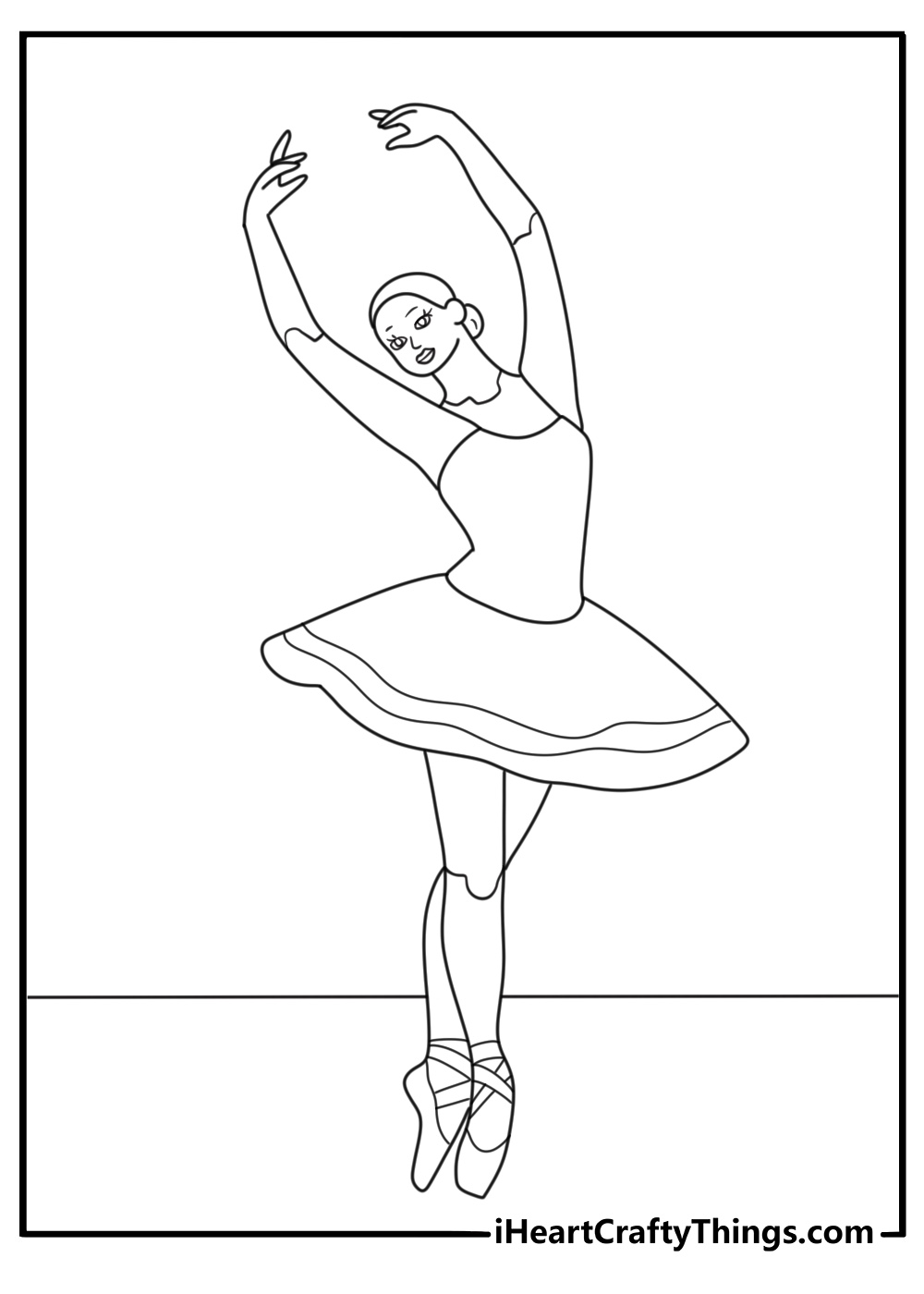 Ballet doll practicing at barre graceful coloring page