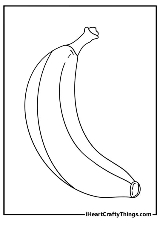 Banana coloring pages for toddlers with one large fruit and thick easy lines