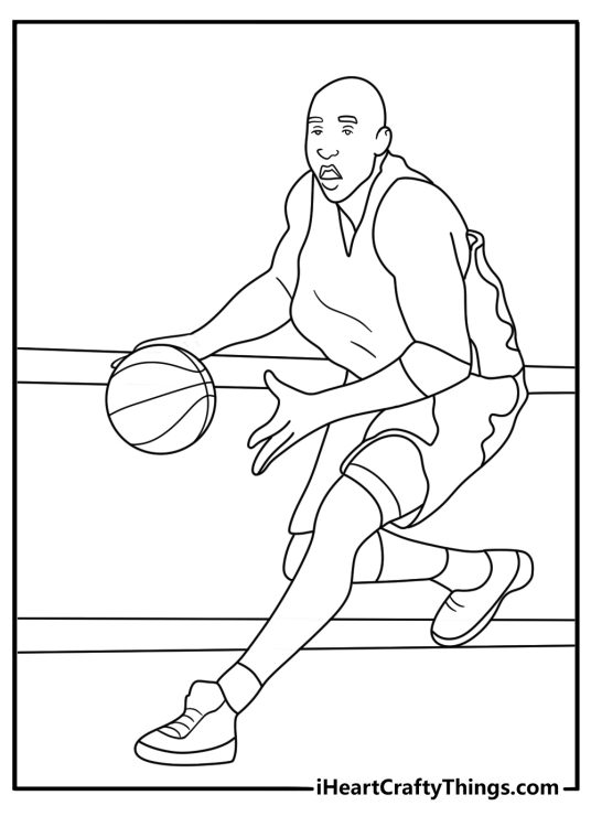 Black Mamba drives toward the basket in this action coloring sheet