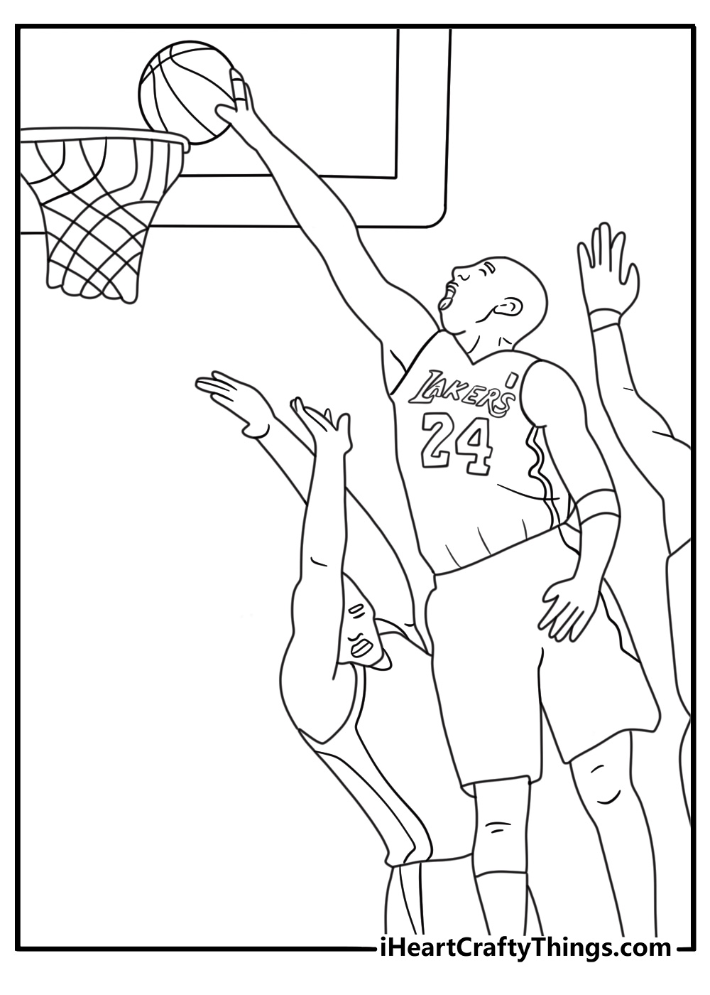 Black Mamba spins around a defender in this action basketball sheet