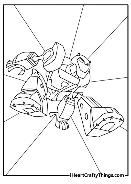 Bumblebee transforming mid change from car to robot simple coloring page for kids