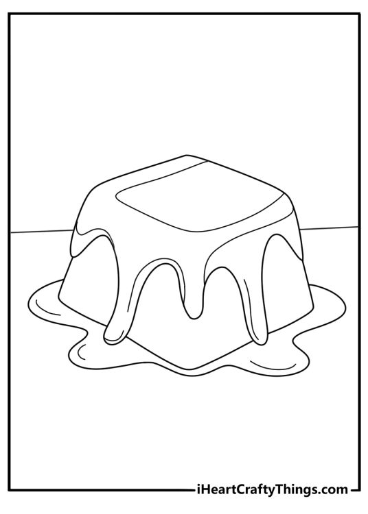 Caramel candy cube with dripping sauce coloring sheet