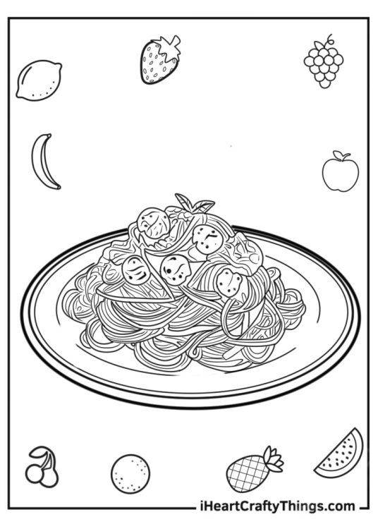 Carbonara Pasta Coloring Picture For Kids