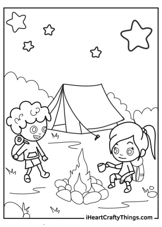 Chibi Campers Coloring Sheet For Kids