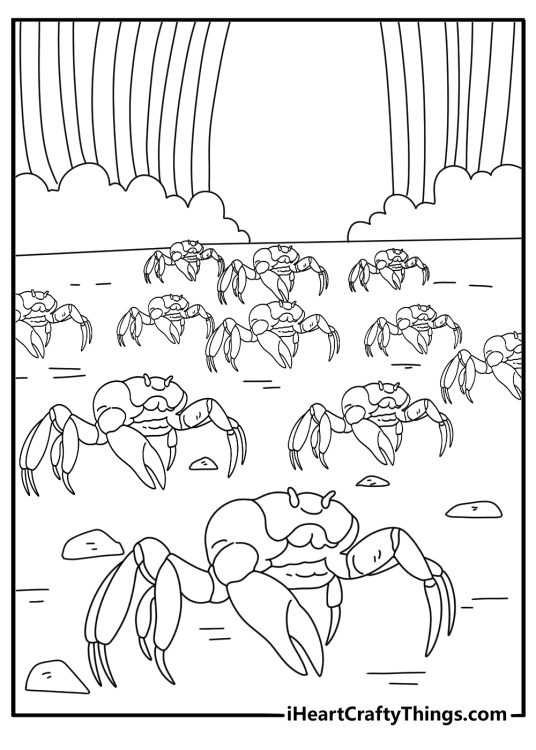 Christmas island red crab migration scene nature coloring page
