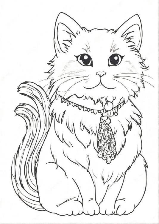 Coloring Page Of Furry Cat