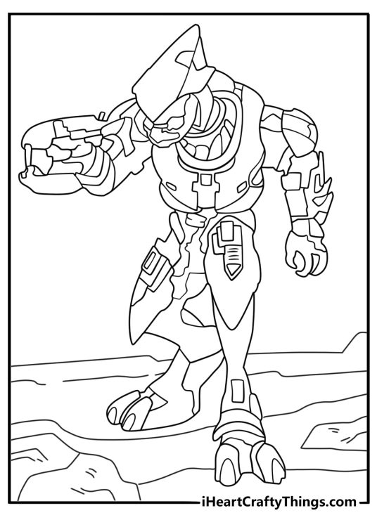 Covenant Elite with active shield Halo coloring picture for adults detailed