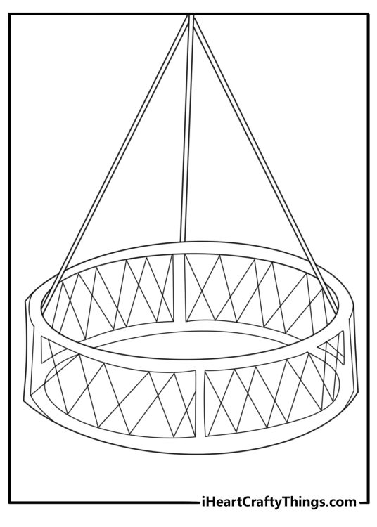 Crab trap cage on dock with rope simple printable coloring page