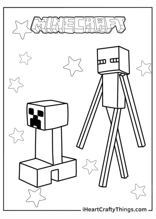 Creeper And Enderman Minecraft Coloring Page