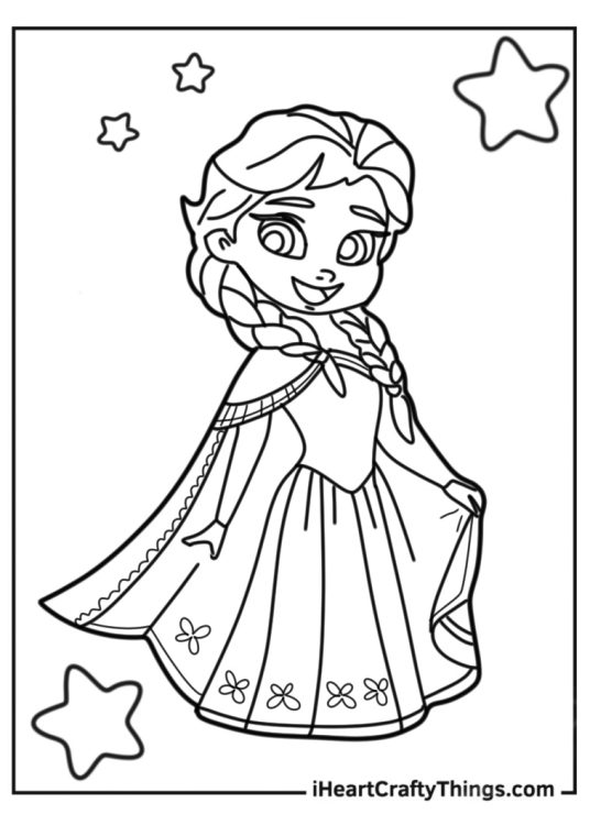 Cute Kawaii Young Elsa Coloring Page