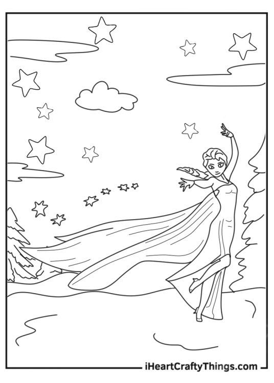 Detailed Magical Elsa Coloring Sheet