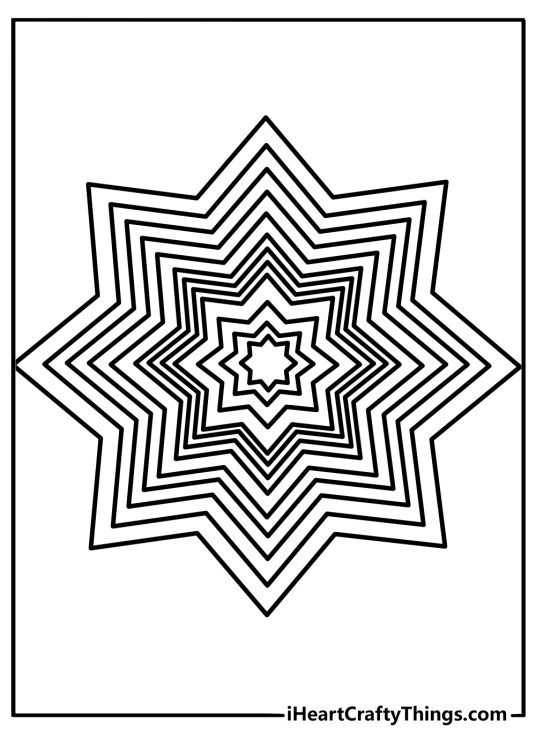 Detailed geometric printable pdf star polygon tiling with octagons and diamonds for adults